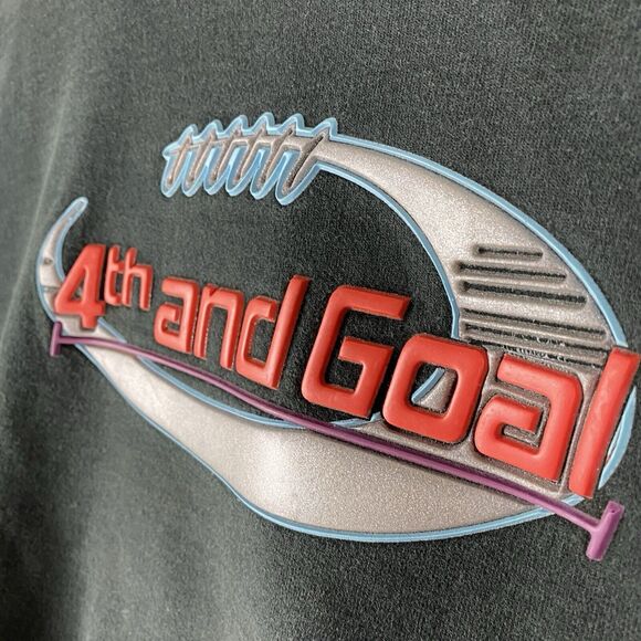 Vintage Football Sweatshirt Size XL Black 90s 4th And Goal Faded Boxy Puff Logo - Picture 5 of 13